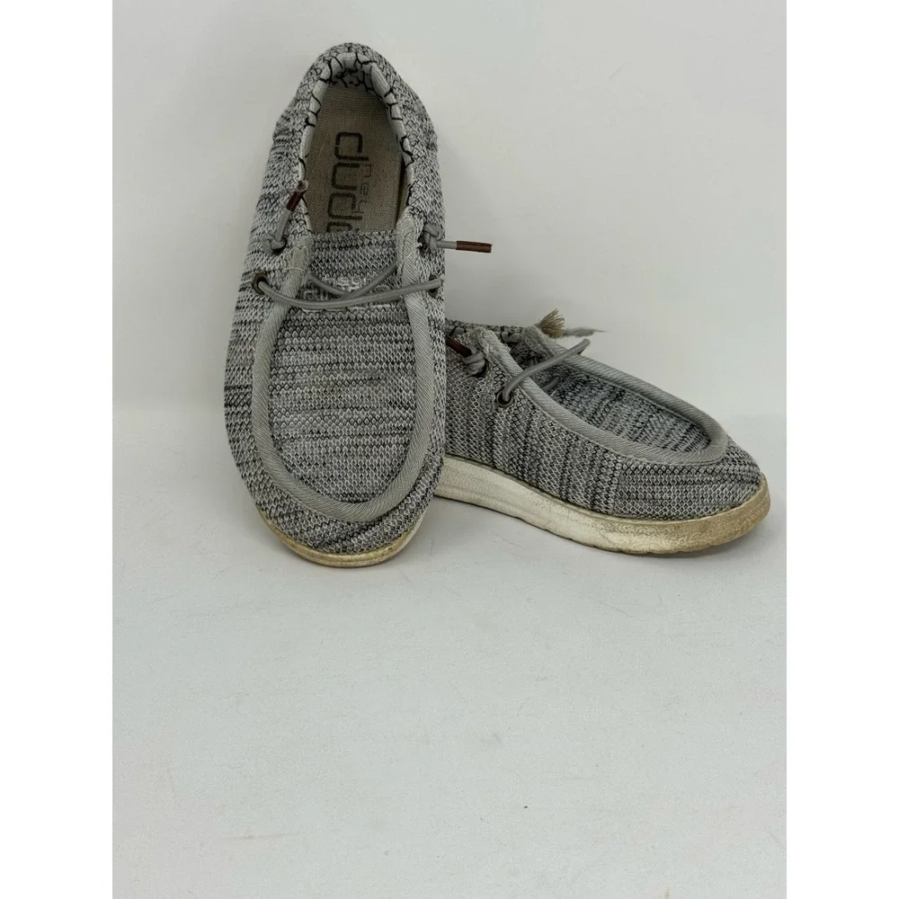 Hey Dude Wally Loafers‎ Grey Knit Slip On Shoes Kids Size 10 Everyday Casual